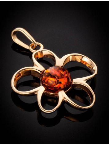 Flower Amber Pendant In Gold-Plated Silver The Daisy, image , picture 2