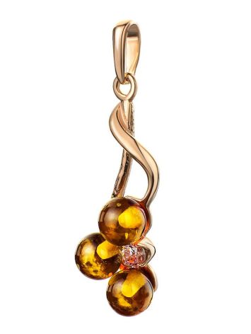 Gold-Plated Pendant With Cognac Amber And Crystals The Mimosa, image , picture 3