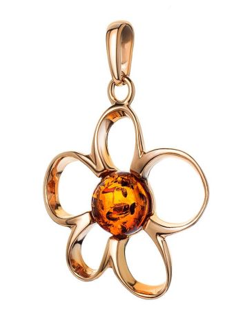 Flower Amber Pendant In Gold-Plated Silver The Daisy, image , picture 4