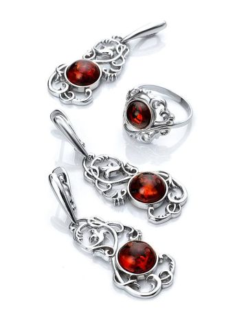 Classy Silver Pendant With Cherry Amber The Tivoli, image , picture 6
