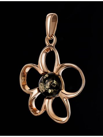 Floral Amber Pendant In Gold-Plated Silver The Daisy, image , picture 2