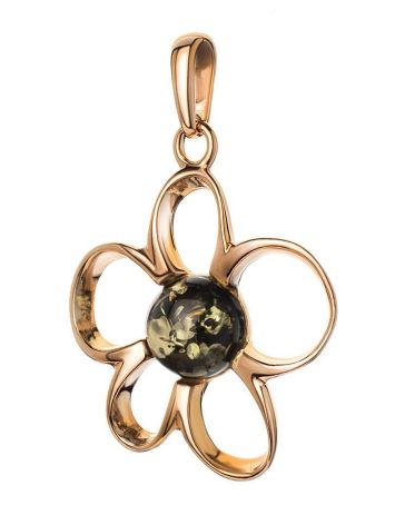 Floral Amber Pendant In Gold-Plated Silver The Daisy, image , picture 3