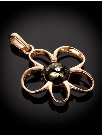 Floral Amber Pendant In Gold-Plated Silver The Daisy, image , picture 4