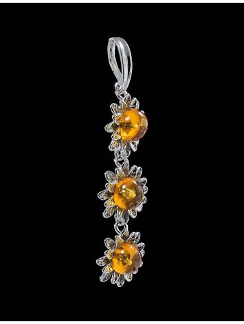 Long Amber Pendant In Sterling Silver The Aster, image , picture 3