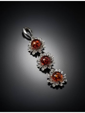 Long Amber Pendant In Sterling Silver The Aster, image , picture 2