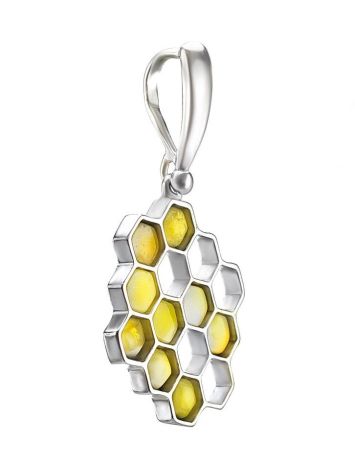 Honeycomb Amber Pendant In Sterling Silver The Bee, image , picture 4