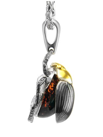 Cherry Amber Pendant In Sterling Silver The Scarab, image , picture 5