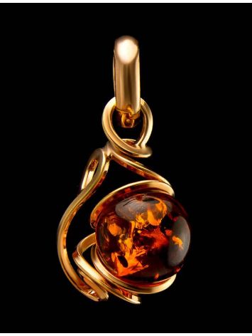 Cognac Amber Pendant In Gold-Plated Silver The Flamenco, image , picture 5
