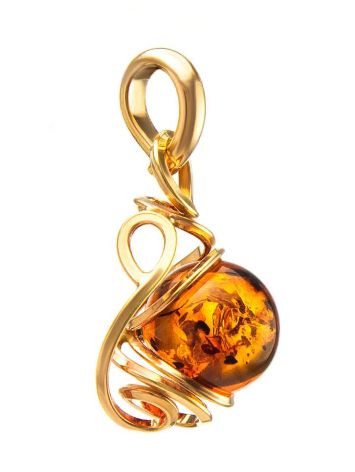 Cognac Amber Pendant In Gold-Plated Silver The Flamenco, image , picture 3