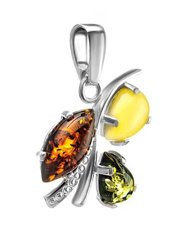 Sterling Silver Pendant With Multicolor Amber The Verbena, image , picture 3
