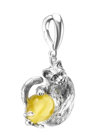 Cute And Fabulous Sterling Silver Pendant With Honey Amber The Cats, image , picture 4