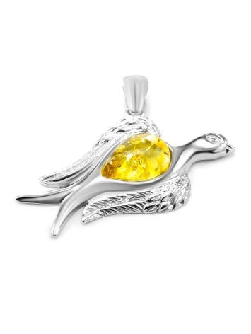 Silver Dove Pendant With Lemon Amber, image , picture 4