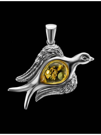 Silver Dove Pendant With Lemon Amber, image , picture 2