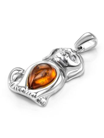 Silver Puppy Pendant With Cognac Amber, image , picture 3