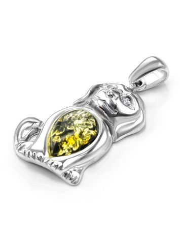Silver Puppy Pendant With Green Amber, image , picture 2