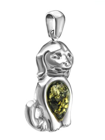 Silver Puppy Pendant With Green Amber, image , picture 3