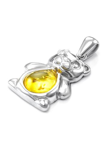 Silver Teddy Bear Pendant With Lemon Amber, image , picture 4