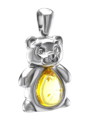 Silver Teddy Bear Pendant With Lemon Amber, image , picture 5