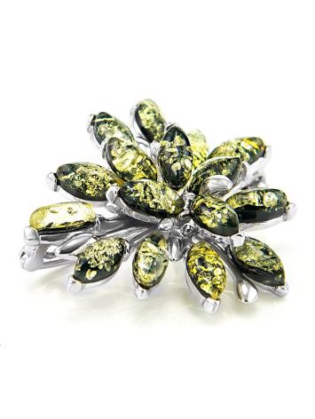 Green Amber Brooch In Sterling Silver The Dahlia, image , picture 2