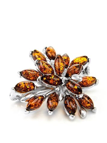 Floral Amber Brooch In Sterling Silver The Dahlia, image , picture 2