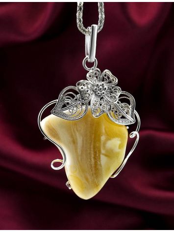 Handmade Amber Pendant In Sterling Silver the Dew ​, image , picture 2