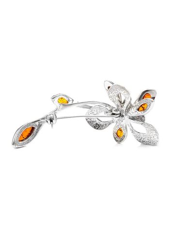 Sterling Silver Brooch With Cognac Amber The Verbena, image , picture 3