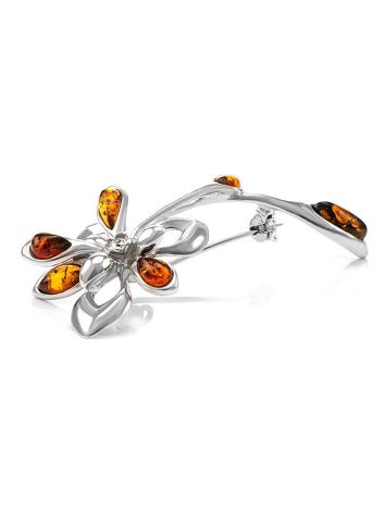 Sterling Silver Brooch With Cognac Amber The Verbena, image , picture 4