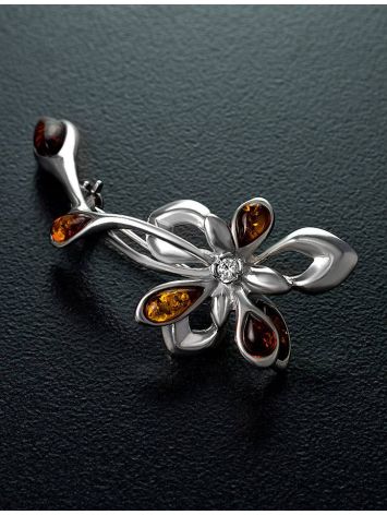 Sterling Silver Brooch With Cognac Amber The Verbena, image , picture 6