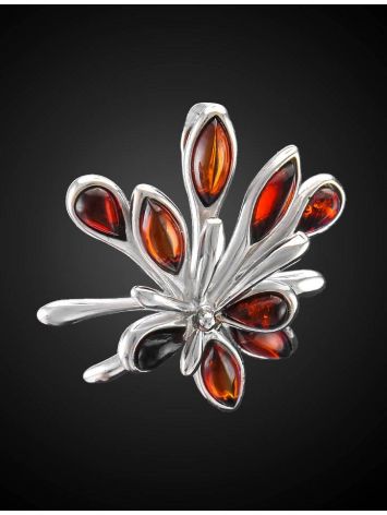Floral Amber Pendant In Sterling Silver The Dahlia, image , picture 2