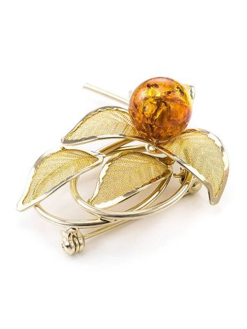 Gold Plated Brooch With Cherry Amber The Beoluna, image , picture 3