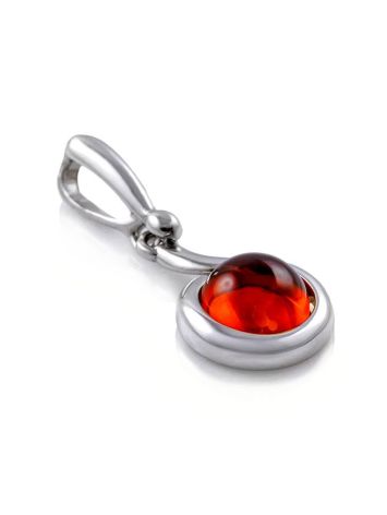 Classy Round Silver Pendant With Cognac Amber The Berry, image , picture 2