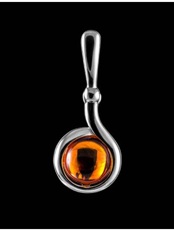 Classy Round Silver Pendant With Cognac Amber The Berry, image , picture 3