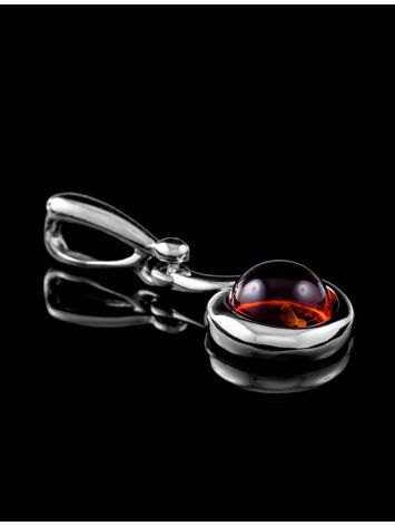 Classy Round Silver Pendant With Cognac Amber The Berry, image , picture 4