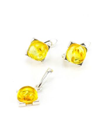 Square Silver Pendant With Lemon Amber The Rondo, image , picture 7