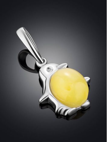 Silver Penguin Pendant With Honey Amber, image , picture 3