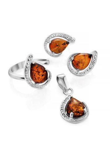 Cognac Amber Pendant In Sterling Silver The Acapulco, image , picture 4