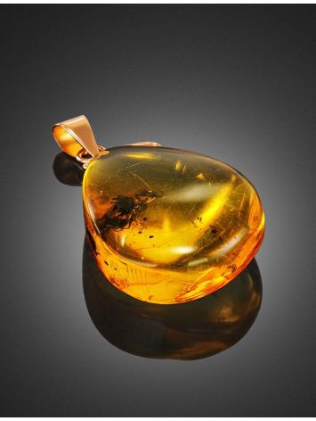 Drop Amber Pendant With Inclusion In Gold The Clio, image , picture 4