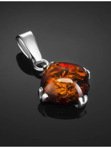 Square Amber Pendant In Silver The Byzantium, image , picture 2