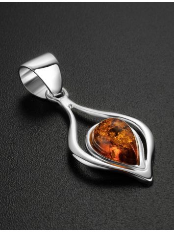 Sterling Silver Pendant With Cognac Amber The Fiori, image , picture 2