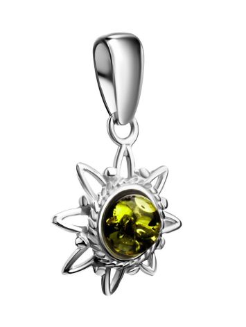 Silver Pendant With Round Amber Stone The Helios, image , picture 3