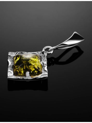 Stylish Glossy Silver Pendant With Green Amber The Hermitage, image , picture 2