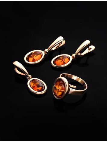 Oval Golden Pendant With Cognac Amber The Goji, image , picture 4