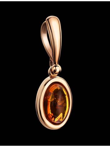 Oval Golden Pendant With Cognac Amber The Goji, image , picture 2