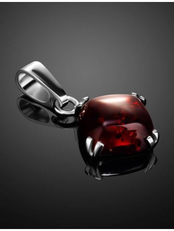Simple Design Silver Pendant With Amber Center Stone The Byzantium, image , picture 2