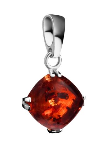 Simple Design Silver Pendant With Amber Center Stone The Byzantium, image , picture 3
