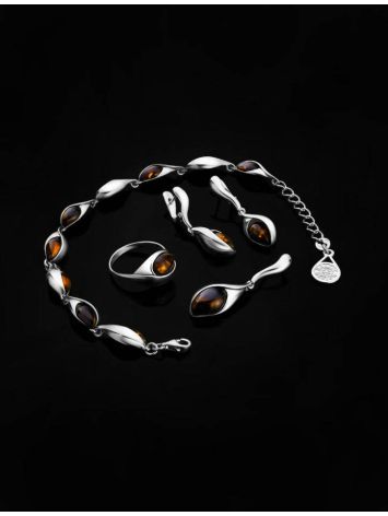 Cognac Amber Pendant In Sterling Silver The Peony, image , picture 4