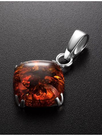 Square Silver Pendant With Cognac Amber The Byzantium, image , picture 2