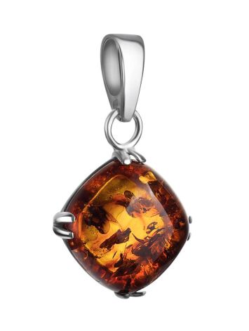 Square Silver Pendant With Cognac Amber The Byzantium, image , picture 3