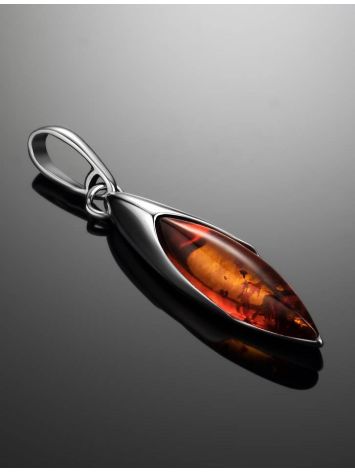 Elongated Amber Silver Pendant The Gaudi, image , picture 2