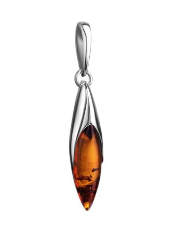 Elongated Amber Silver Pendant The Gaudi, image , picture 3